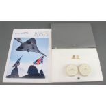 A quantity of Concorde memorabilia together with a cheque book holder, cufflinks, postcard, menus