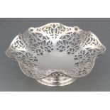 A silver pedestal bowl with cut scroll decoration R H Halford and Son London 1972, 7 1/2", 215