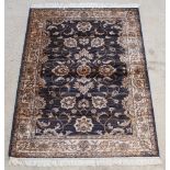 A blue and gold ground Belgian cotton Ziegler style rug 74" x 53"