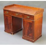 A Victorian mahogany wash stand with three-quarter gallery fitted 3 short drawers the pedestal