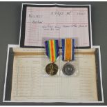 A pair British War medal and Victory medal to 50165 Pte. Herbert Wilkes, together with a photocopy