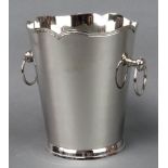 A plated wine cooler with drop ring handles 9"