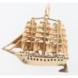 A 9ct yellow gold galleon charm 5.8 grams