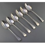 A set of 6 William IV Old English silver table spoons with chased armorial London 1835, 364 grams