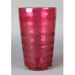 A Whitefriars ruby glass tapered vase 22"h