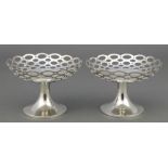 A pair of pierced silver bon bon dishes with splayed foot Birmingham 1919 4" 118 grams