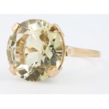 A 9ct yellow gold quartz set dress ring size P