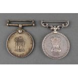 An Indian Independence medal to 3337225 Sep. Sadhus together with an Indian Army Long Service Good