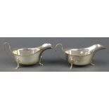 A pair of silver sauce boats on pad feet Viners Sheffield 1934 208 grams