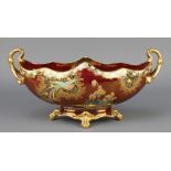 A Carlton Ware Rouge Royale 2 handled bowl decorated with exotic birds amongst flowers 13 1/2"