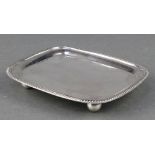 A George III silver rounded rectangular tray/salver on ball feet London 1808, 104 grams 5"