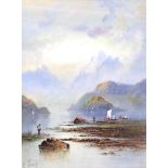 E Earp, watercolours a pair, signed, mountainous landscapes with cattle figures 17" x 12 1/2"