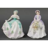 2 Royal Worcester figures - Sweet Pansy no. 7851/9500 6 1/2" and Sweet Snowdrop 7851/9500 7"