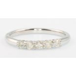 An 18ct white gold 5 stone diamond ring approx 0.34ct, size M 1/2