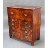 A 19th Century mahogany chest with crossbanded top fitted a secretaire drawer above 4 long drawers