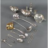 3 silver plated ladles and minor plated items