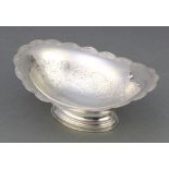 A silver pedestal dish with chased floral and scroll decoration Birmingham 1968, 6 1/2" 126 grams
