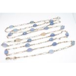 A Russian silver and moonstone necklace 16"
