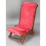 A Victorian mahogany show frame nursing chair Signs of old but treated worm