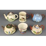 A Torquay jug - Ilfracombe 4 1/4", do. teapot and a pedestal bowl