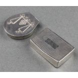 A silver pill box with engine turned decoration Birmingham 1930 1 1/4" and a Israeli silver shaped