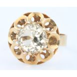 A 14ct yellow gold quartz set dress ring size N