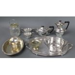 A silver plated 4 piece tea and coffee set and minor plated items