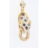 An 18ct yellow gold gem set Cartier style leopard pendant