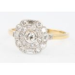 An 18ct yellow gold Edwardian style diamond cluster ring size O