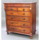 A Victorian Scots mahogany chest with scrolls to the side, fitted a secret drawer above 4 long