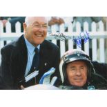 Sir Jackie Stewart and Murray Walker, a signed colour photograph 8" x 11"