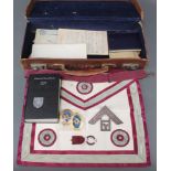 An Edwardian silver Past Masters Masonic jewel and apron and minor jewels etc