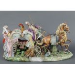 A large Capodimonte group of a Princess with carriage, horses and attendants, signed Ballo 23" 2