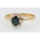 An 18ct yellow gold gem set ring size O 1/2