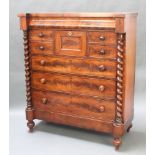 A Victorian Scottish mahogany chest of 1 short drawer flanked by 4 short drawers above 3 long