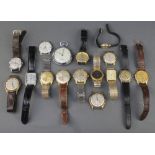 A gentleman's gilt cased Services wristwatch and other minor wristwatches