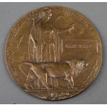 A First World War death plaque - Isaac Scarffe