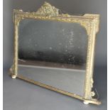 A 19th Century rectangular plate over mantel mirror contained in a painted gilt frame 36" x 43"