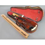 A violin, bearing label "Lorenzo Ventapane fabricante de stumenti armonici abita strad donnaregina