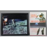Charlie Duke (astronaut Apollo 16), a signed coloured photograph of the moon landing 8" x 10"