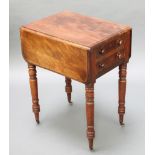 A Victorian rectangular mahogany Pembroke work table fitted 2 drawers, raised on turned supports