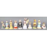 10 Royal Doulton Bunnykins figures - Indian DB202 4", Lawyer DB214 4" at the Easter Parade DB18