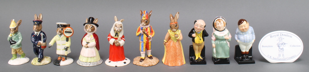 7 Royal Doulton Bunnykins figures - Postman DB76 4", Lollipop DB65 4", Boy Skater DB152 4", Judge