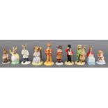 10 Royal Doulton Bunnykins figures - Double Bass Player DB185 4", Cow Boy DB201 4", Beefeater