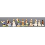 10 Royal Doulton Bunnykins figures - Ankhesenamun DB295 4", Sands of Time DB229 4", Gardener DB156