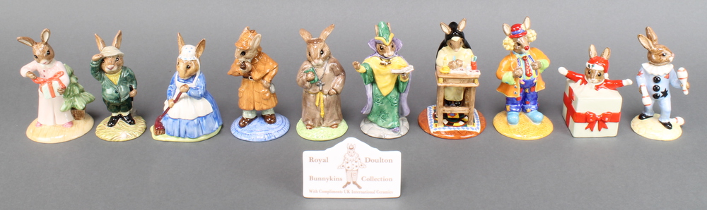 10 Royal Doulton Bunnykins figures - Juggler DB1644 4", The Occasions Collection Christmas Morning