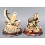 2 Border Fine Arts figures - Together Again SOC3 1991 by Richard Ayres 5 1/2" on a wooden plinth and