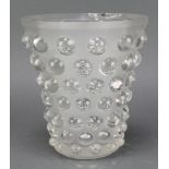 A Lalique clear and frosted Mossi glass vase with etched capitals R LALIQUE FRANCE 7 1/2" There is a