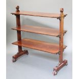 A Victorian rectangular mahogany 3 tier buffet raised on standard end supports with scroll feet 42"h