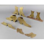 10 pairs of Victorian brass and copper models of shoes